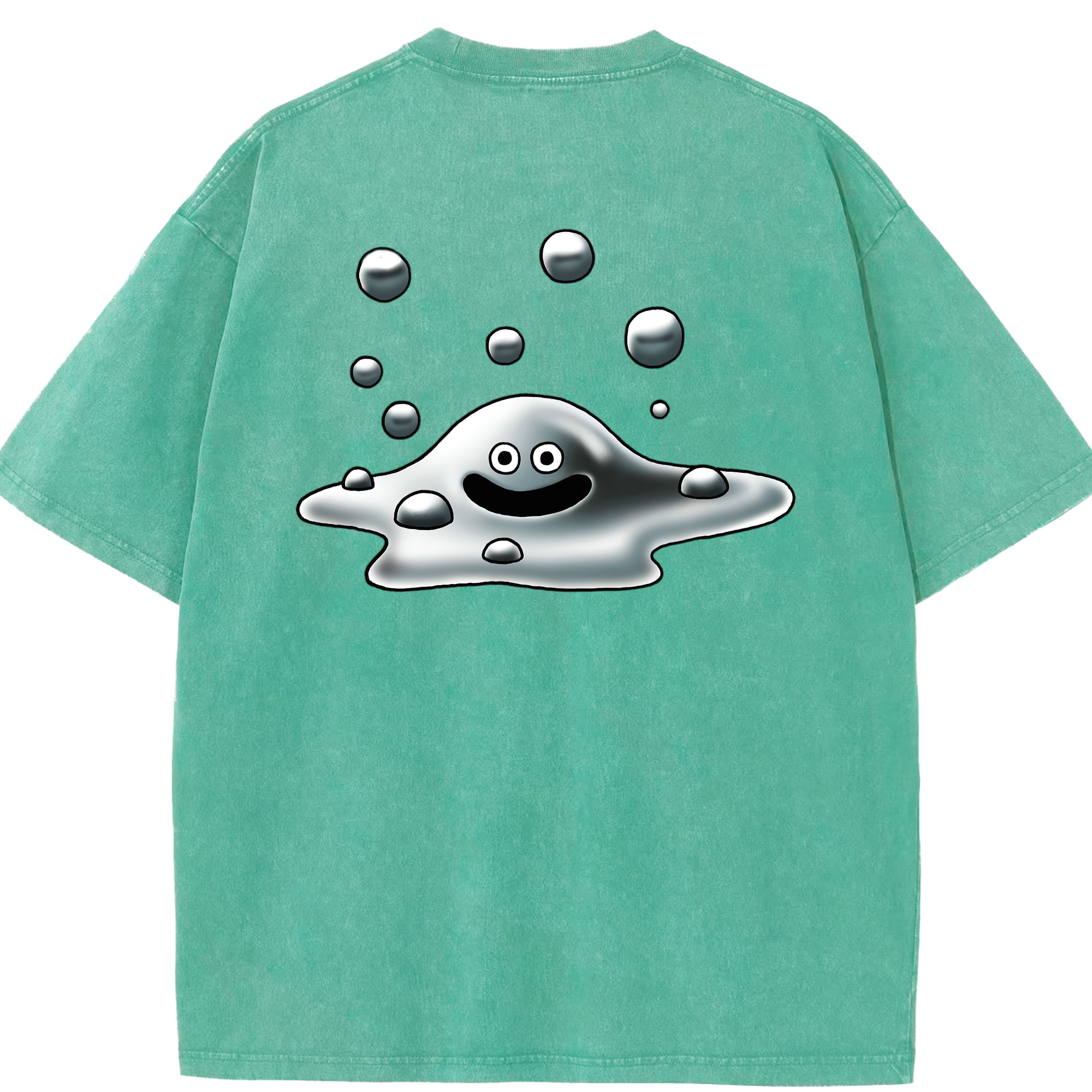 （画像用） ドラゴンクエスト Doragon Kuesuto Dragon Quest 綿100% ヴィンテージ風 半袖Tシャツ（背面プリント）